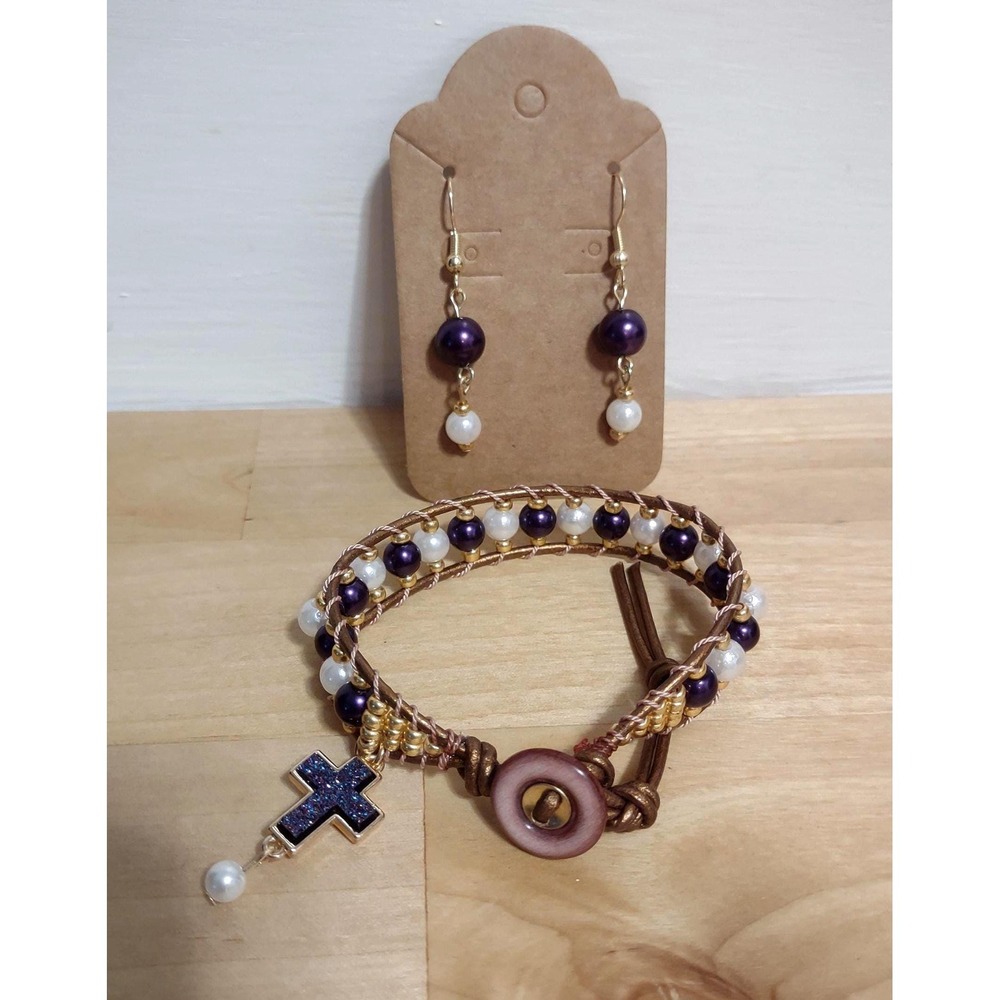 Posh Purple Gold and Pearl Jewelry Set